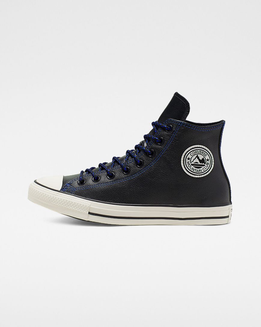 Zapatillas Altas Converse Tumbled Cuero Chuck Taylor All Star Mujer Negras Azul Real | PE 52PEW7